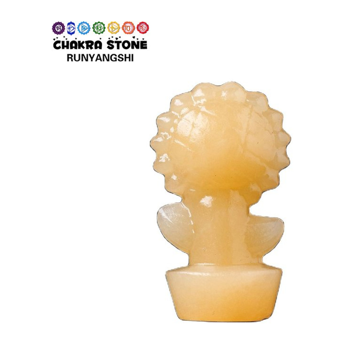 Runyangshi Calcit Sonnenblume Topf aus gelbem Naturstein als Dekoration und Heilkristall - Bild 1