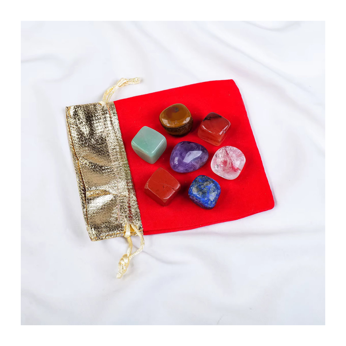 Runyangshi Chakra Set aus 7 polierten Naturkristallen in Mehrfarbig für Energieheilung und Wohnkultur - Bild 2