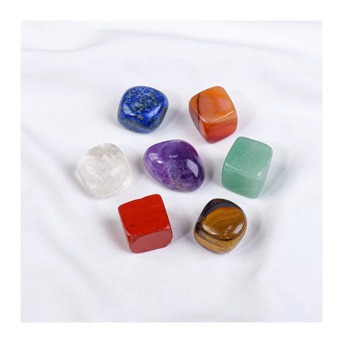 Runyangshi Chakra Set aus 7 polierten Naturkristallen in Mehrfarbig für Energieheilung und Wohnkultur - Bild 3
