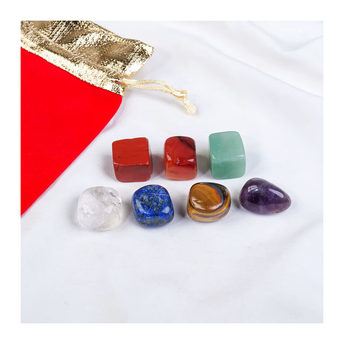 Runyangshi Chakra Set aus 7 polierten Naturkristallen in Mehrfarbig für Energieheilung und Wohnkultur - Bild 4