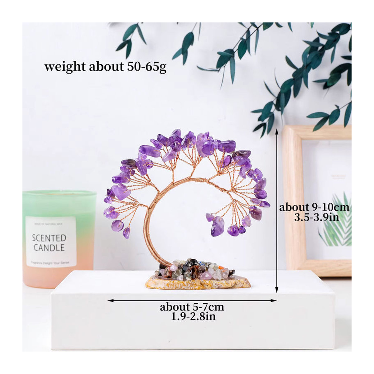 Runyangshi Kristall Glücksbaum aus Amethyst und Achat mit Kupferdraht-Wicklung in Mehrfarbig - Bild 2