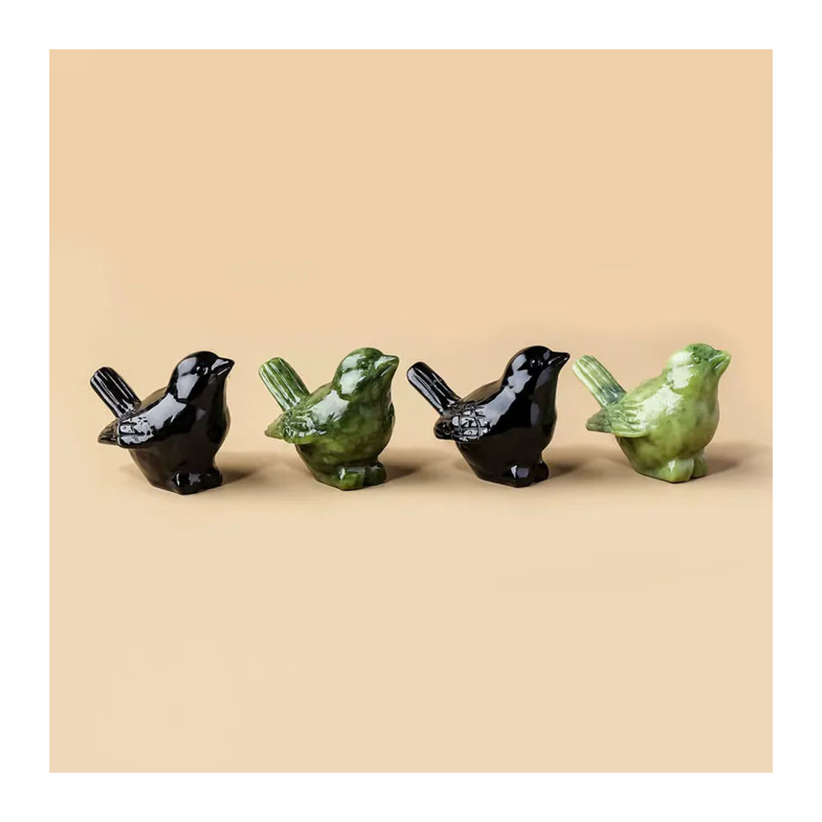 Runyangshi Kristall- und Jade-Vogelschnitzerei aus Xiuyan-Jade und Obsidian in Schwarz und Grün zur Heimdekoration - Bild 4