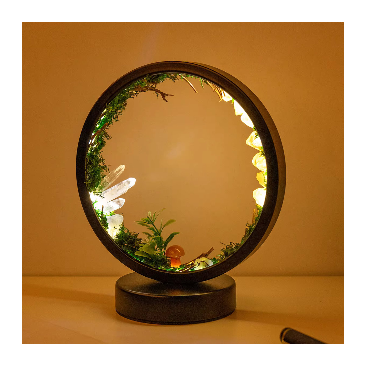 Runyangshi LED Nachttischlampe aus buntem Naturstein Quarz für Schlafzimmer und Schreibtisch - Bild 3