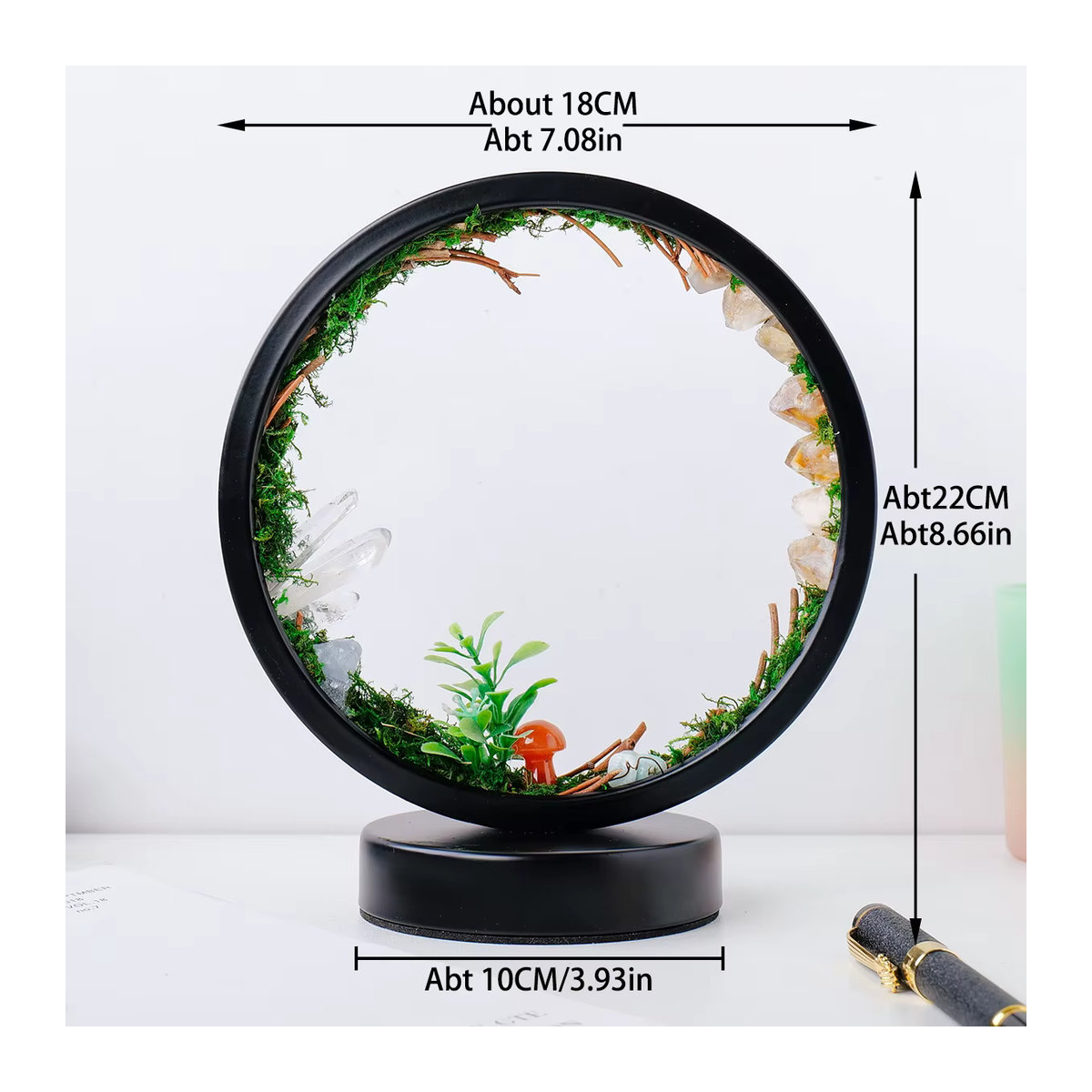 Runyangshi LED Nachttischlampe aus buntem Naturstein Quarz für Schlafzimmer und Schreibtisch - Bild 4
