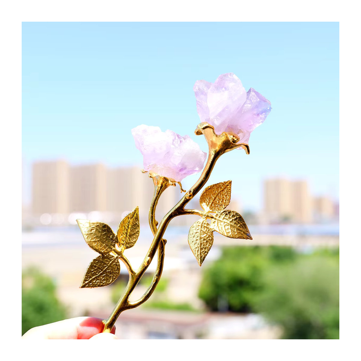Runyangshi Natürlicher Kristall als Dekoration aus Rosenquarz und Amethyst in Rosa und Lila, Unregelmäßige Rohsteine für dein Wohnzimmer - Bild 3