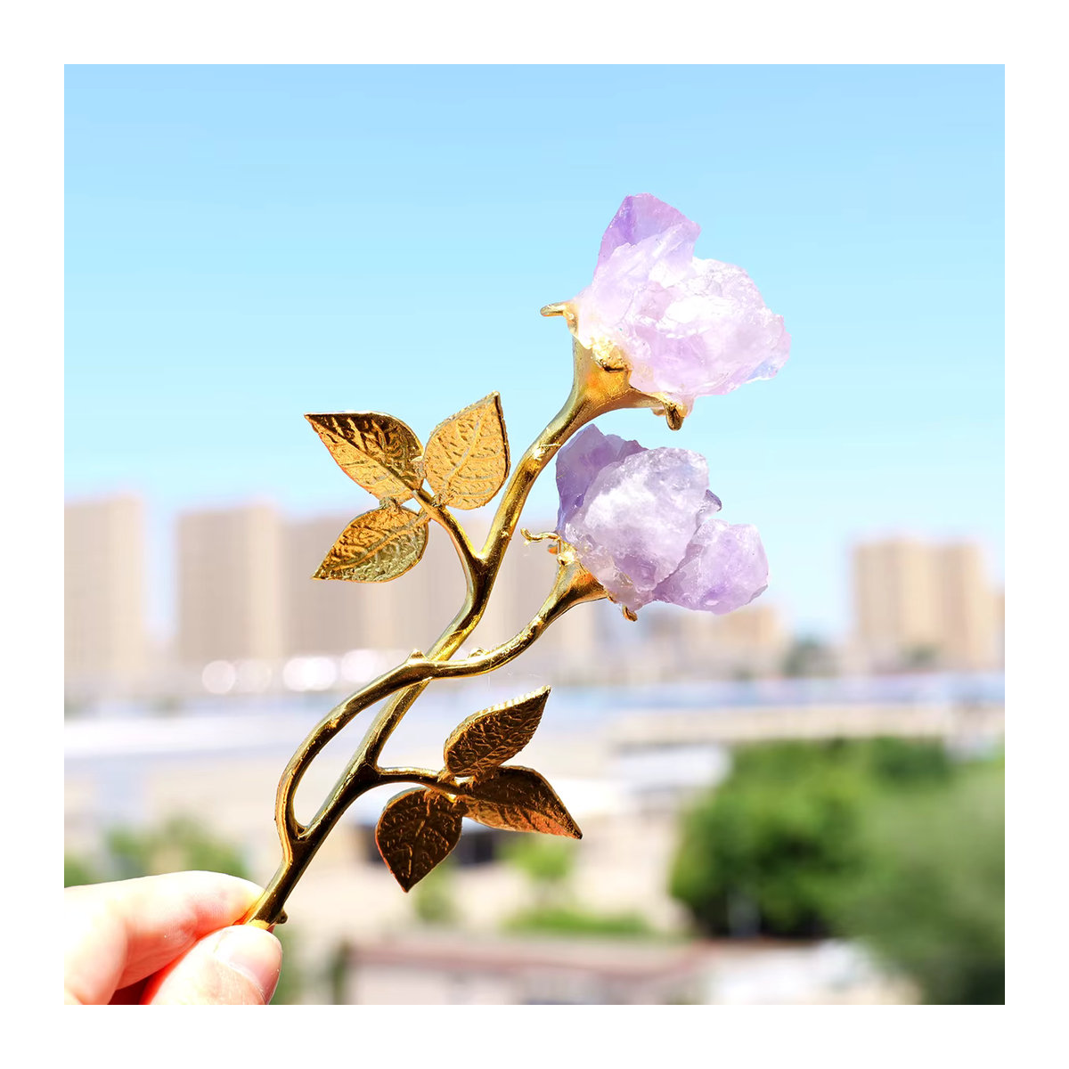 Runyangshi Natürlicher Kristall als Dekoration aus Rosenquarz und Amethyst in Rosa und Lila, Unregelmäßige Rohsteine für dein Wohnzimmer - Bild 4