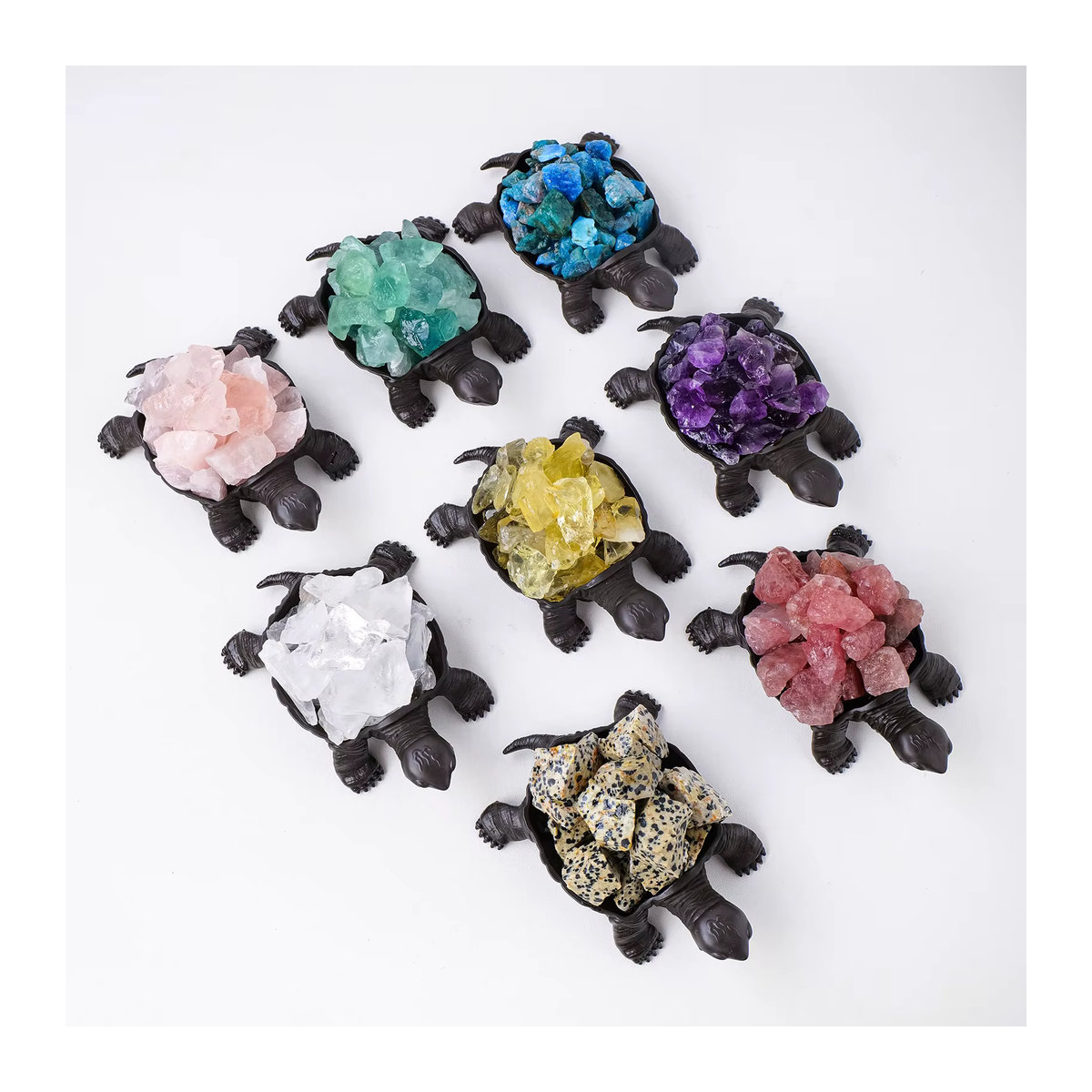 Runyangshi Schildkröte aus Naturkristall und Metall in Lila und Mehrfarbig für Aquarium, DIY-Handwerk und Reiki-Heilung - Bild 4