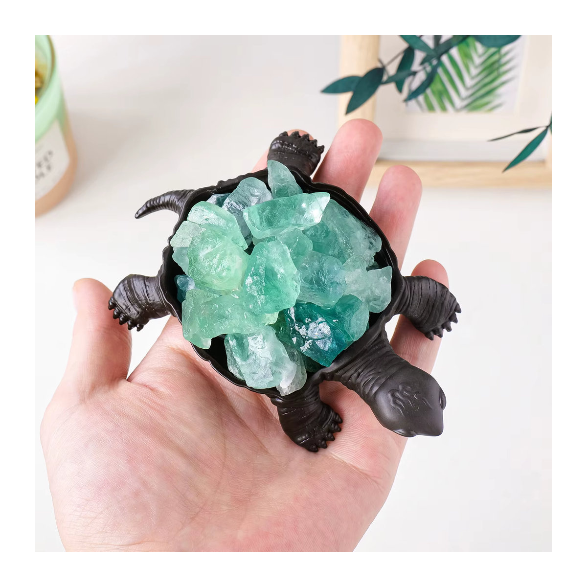 Runyangshi Schildkröte aus Naturkristall und Metall in Lila und Mehrfarbig für Aquarium, DIY-Handwerk und Reiki-Heilung - Bild 5