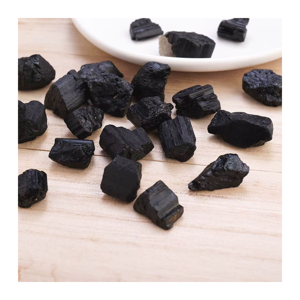Runyangshi Schwarzer Turmalin Natürliche Rohsteine für Reiki und Dekoration 50 g - Bild 3