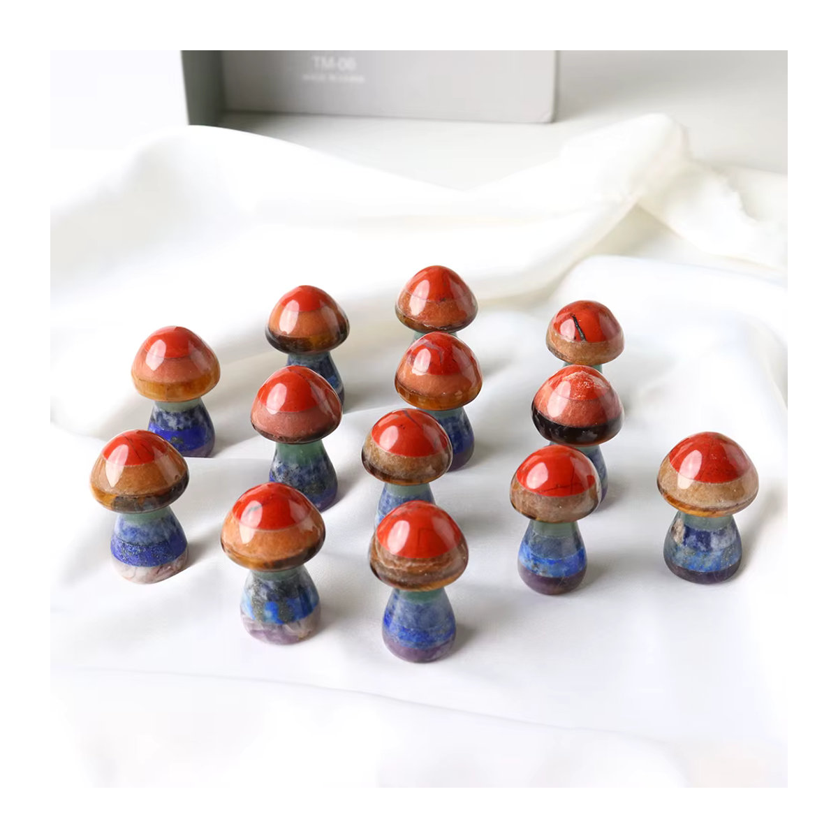 Runyangshi Sieben Chakra Pilz Figur aus natürlichen Heilkristallen in Mehrfarbig für Reiki Balancing und Dekoration - Bild 2