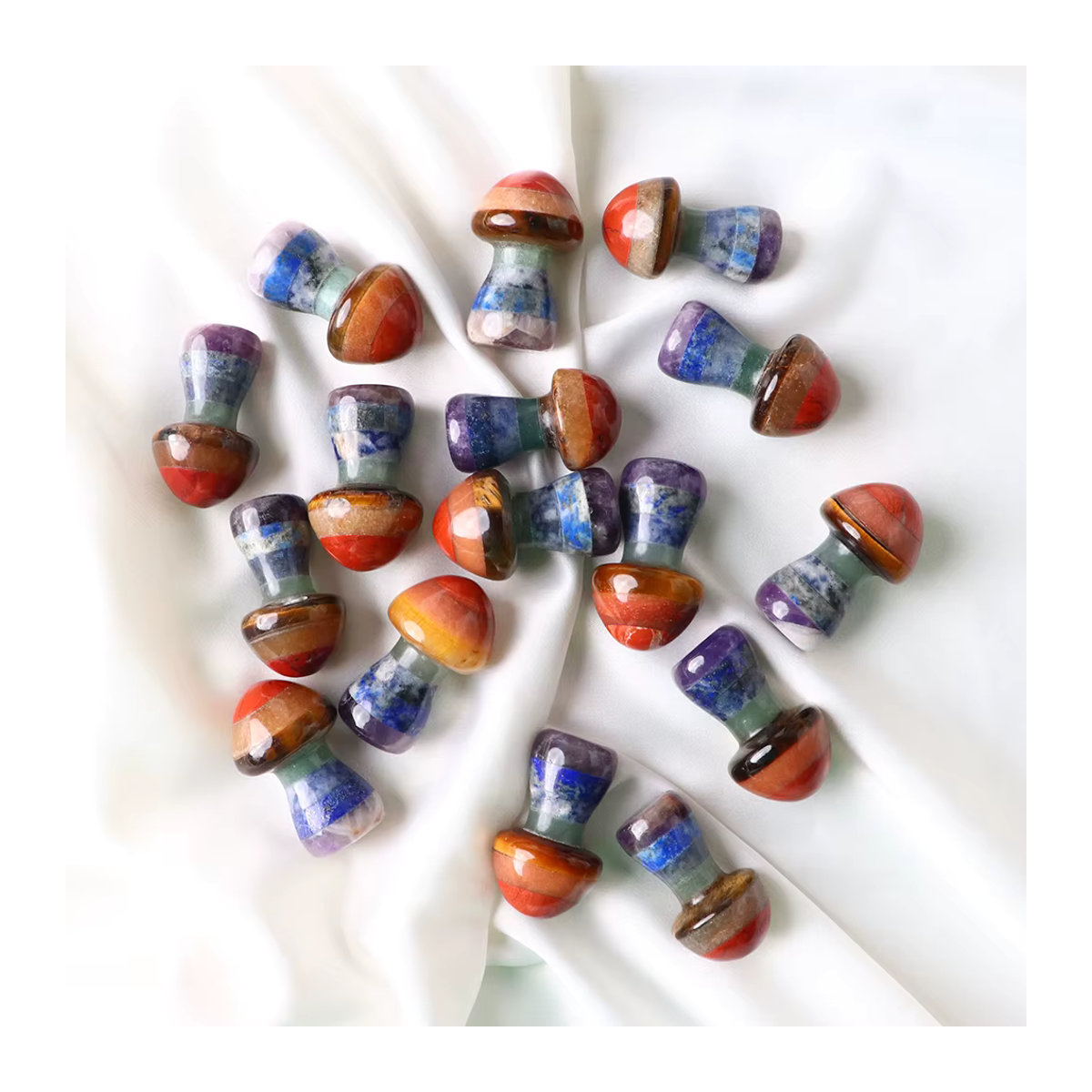 Runyangshi Sieben Chakra Pilz Figur aus natürlichen Heilkristallen in Mehrfarbig für Reiki Balancing und Dekoration - Bild 3