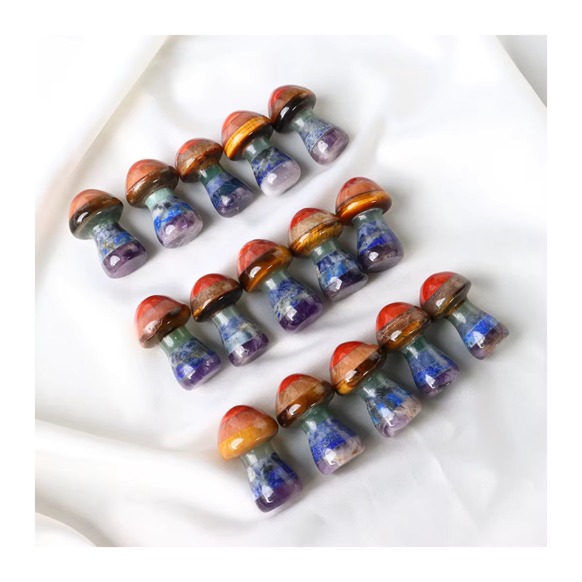Runyangshi Sieben Chakra Pilz Figur aus natürlichen Heilkristallen in Mehrfarbig für Reiki Balancing und Dekoration - Bild 4
