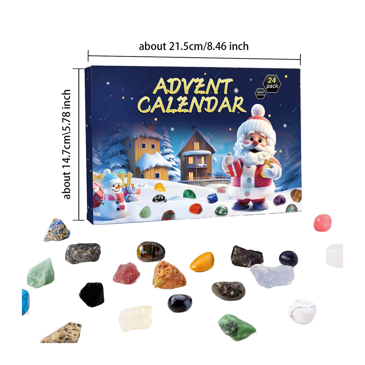 Runyangshi Weihnachts-Adventskalender mit mehrfarbigen Kristall-Mineralien und Chakra-Steinen als Geschenkbox - Bild 2