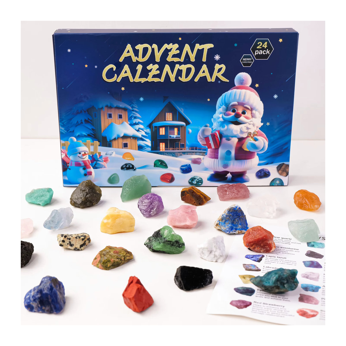 Runyangshi Weihnachts-Adventskalender mit mehrfarbigen Kristall-Mineralien und Chakra-Steinen als Geschenkbox - Bild 6