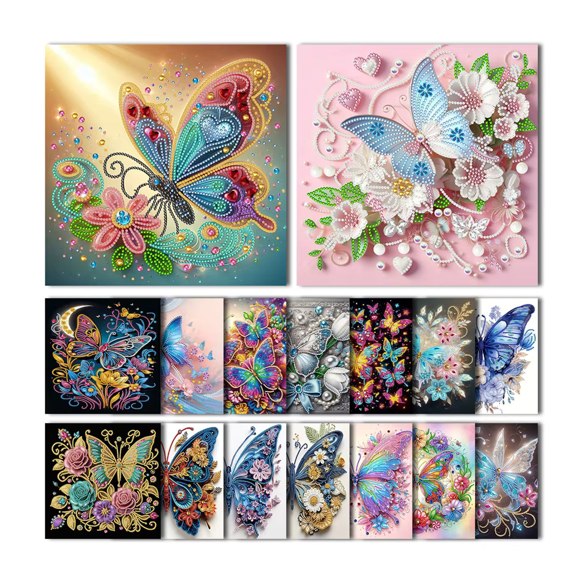 RUOPOTY 5D Diamant Malerei DIY Kit Schmetterling und Blumen in unregelmäßiger Form, Multicolor - Bild 2