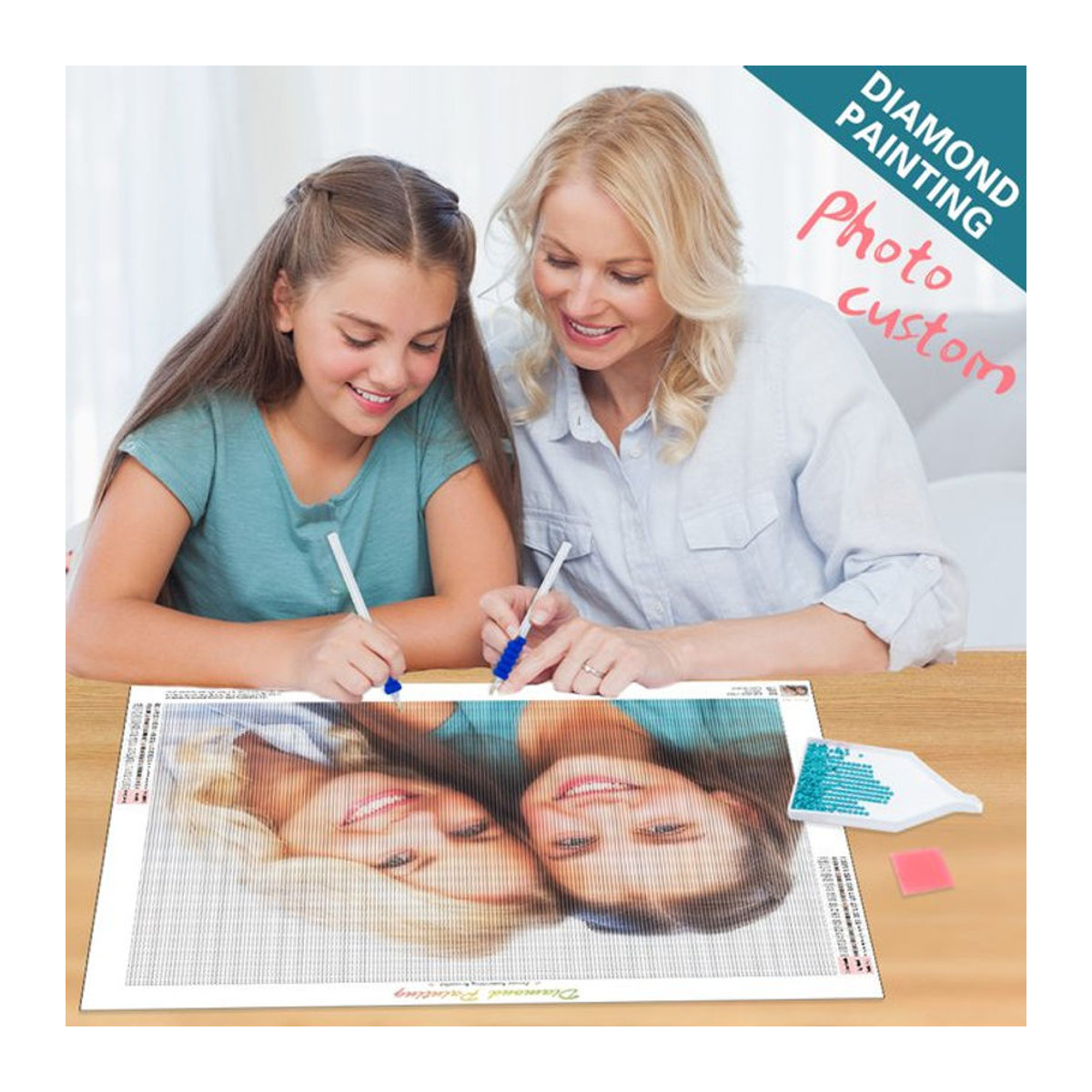 Ruopoty DIY Diamantmalerei als personalisiertes Foto mit quadratischen oder runden Steinen in Mehrfarbig - Bild 1