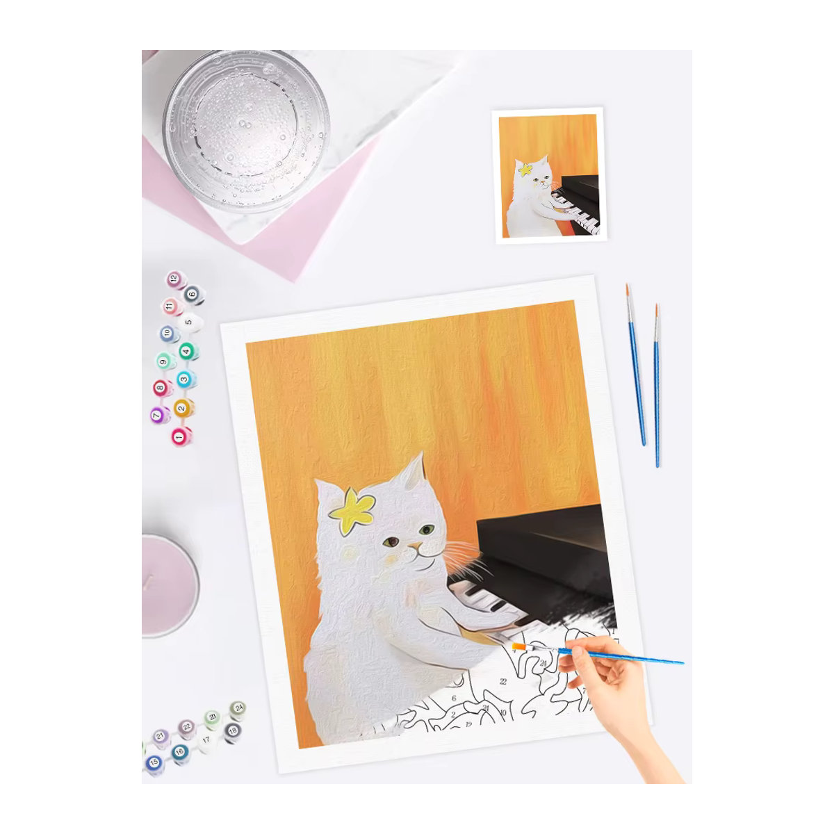 Ruopoty Malen nach Zahlen Set Katze als DIY Ölgemälde für moderne Wanddekoration in Mehrfarbig - Bild 2