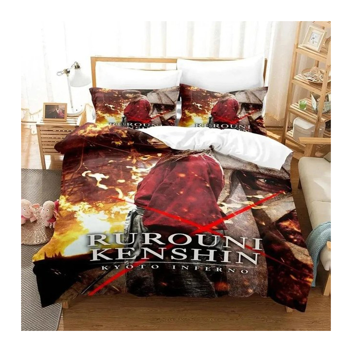 Rurouni Kenshin Anime Bettwäsche Set für Erwachsene und Kinder, Bettbezug und Kissenbezug, B/H: 135 x 200 cm - Bild 1