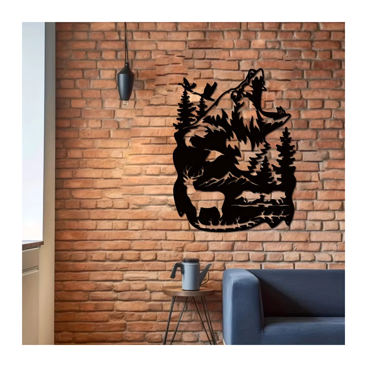 Rustikale Metallwandkunst mit Bären und Hirschen von CIFBUY in Schwarz zur Wandmontage - Bild 6