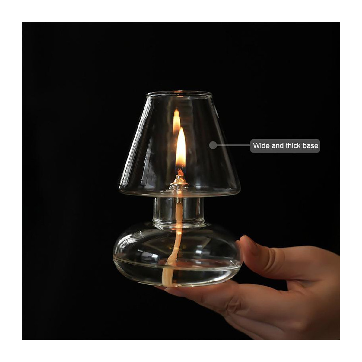 Rustikale Öllampe von 1HomeJoy im nordischen Stil mit Metallrahmen und transparentem Glasschirm, H x B x T: 13 x 4,2 x 4,2 cm - Bild 2