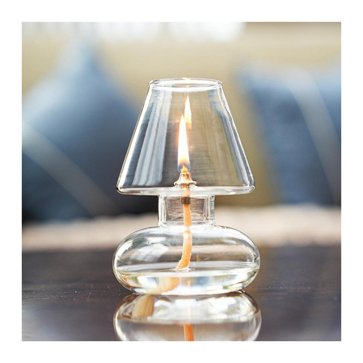 Rustikale Öllampe von 1HomeJoy im nordischen Stil mit Metallrahmen und transparentem Glasschirm, H x B x T: 13 x 4,2 x 4,2 cm - Bild 4