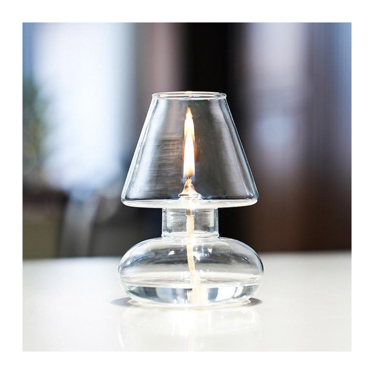 Rustikale Öllampe von 1HomeJoy im nordischen Stil mit Metallrahmen und transparentem Glasschirm, H x B x T: 13 x 4,2 x 4,2 cm - Bild 5