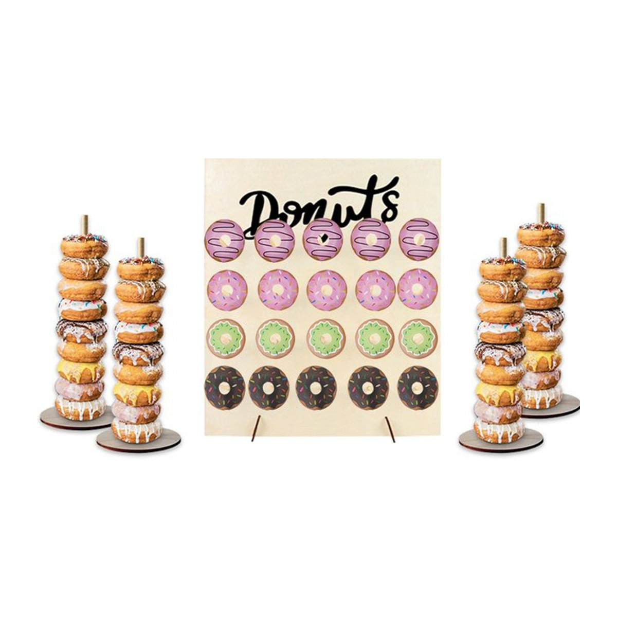 Rustikaler Donut-Wandständer aus Holz in Braun von cyuan für Hochzeit und Geburtstag - Bild 1