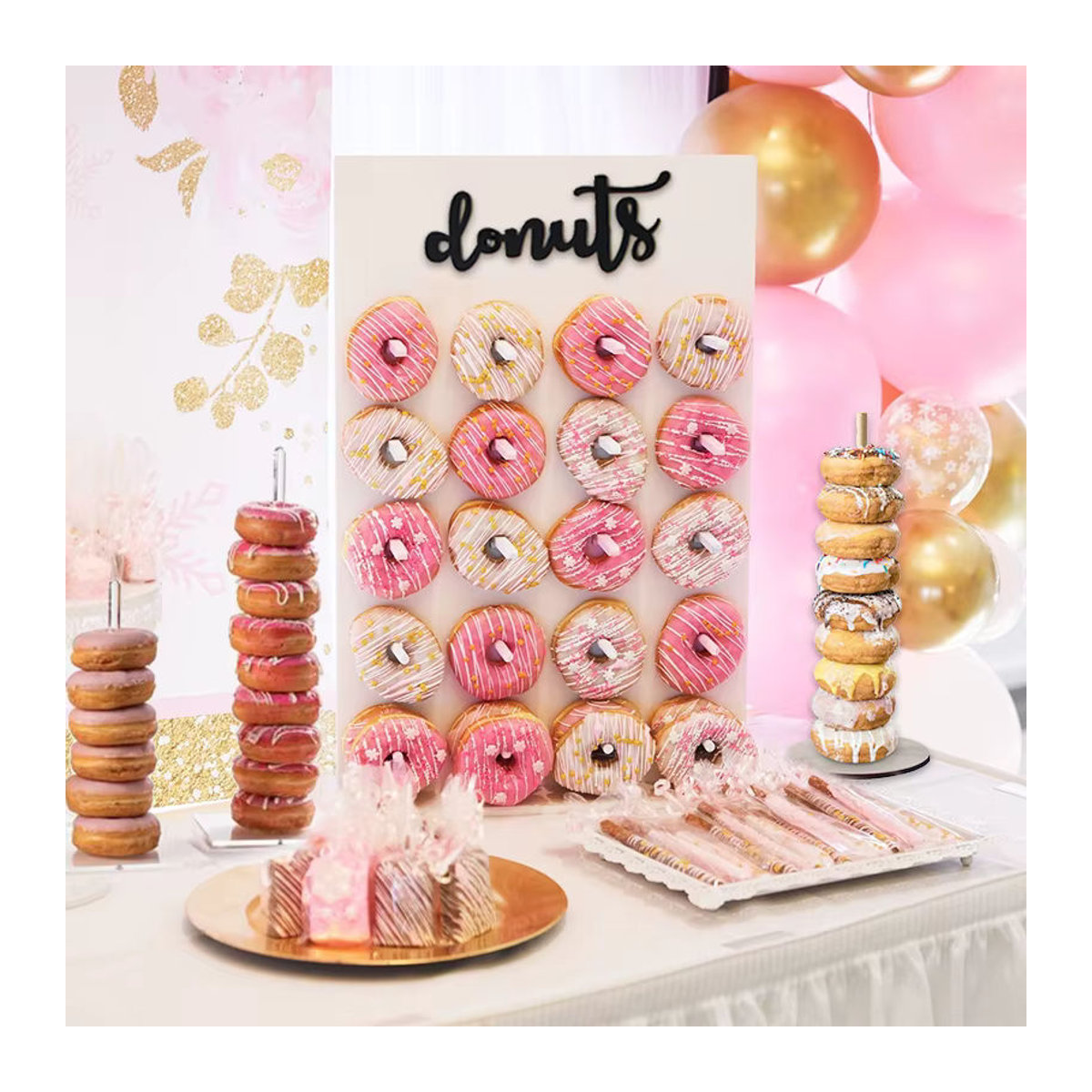 Rustikaler Donut-Wandständer aus Holz in Braun von cyuan für Hochzeit und Geburtstag - Bild 3