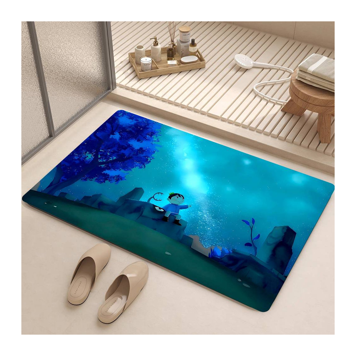 Rutschfeste Anime R-Ranking Of Kings Fußmatte aus Vliesstoff für Badezimmer, Schlafzimmer oder Wohnzimmer, B/T: 60 x 40 cm - Bild 1