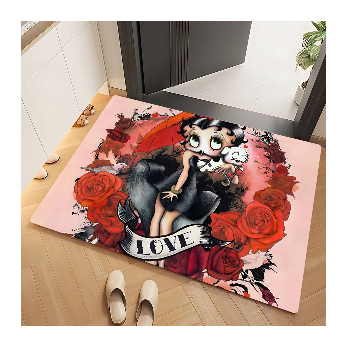 Rutschfeste B-Betty Boop Badematte im Retro-Design aus Vliesstoff, B/T: 40 x 60 cm - Bild 3