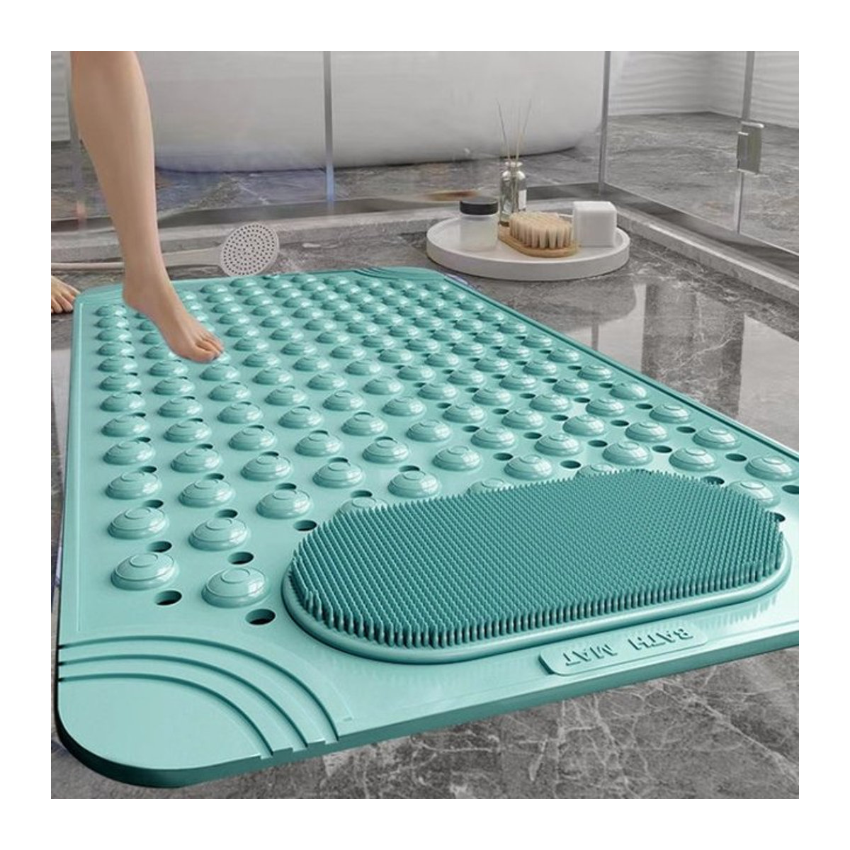 Rutschfeste Badematte in Blau mit Massagefunktion für Toilette und Badewanne - Bild 1
