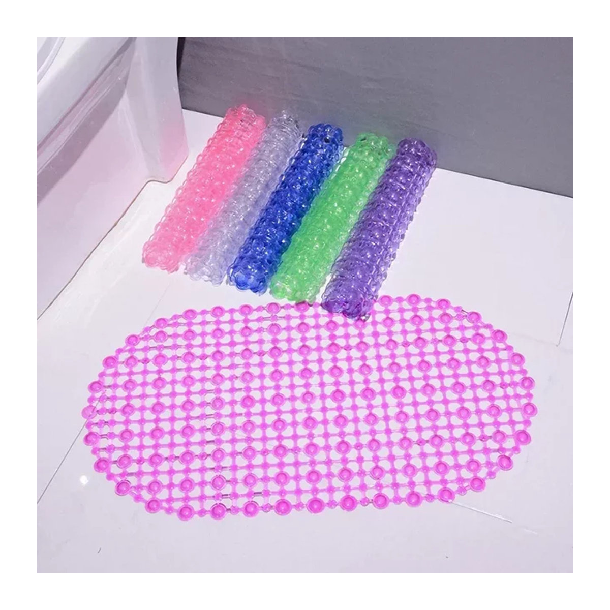 Rutschfeste Badematte mit Saugnäpfen für die Badewanne in Weiß - Bild 1