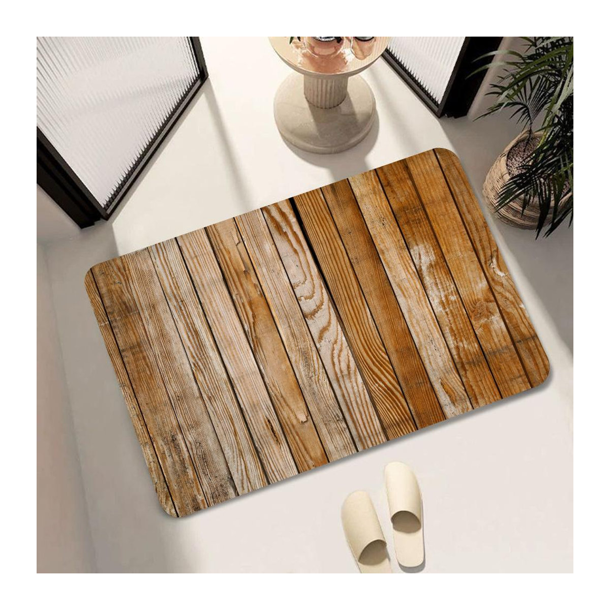 Rutschfeste Badezimmer Matte aus Vliesstoff von JGJG in Holzoptik, B/B: 60 x 40 cm - Bild 3