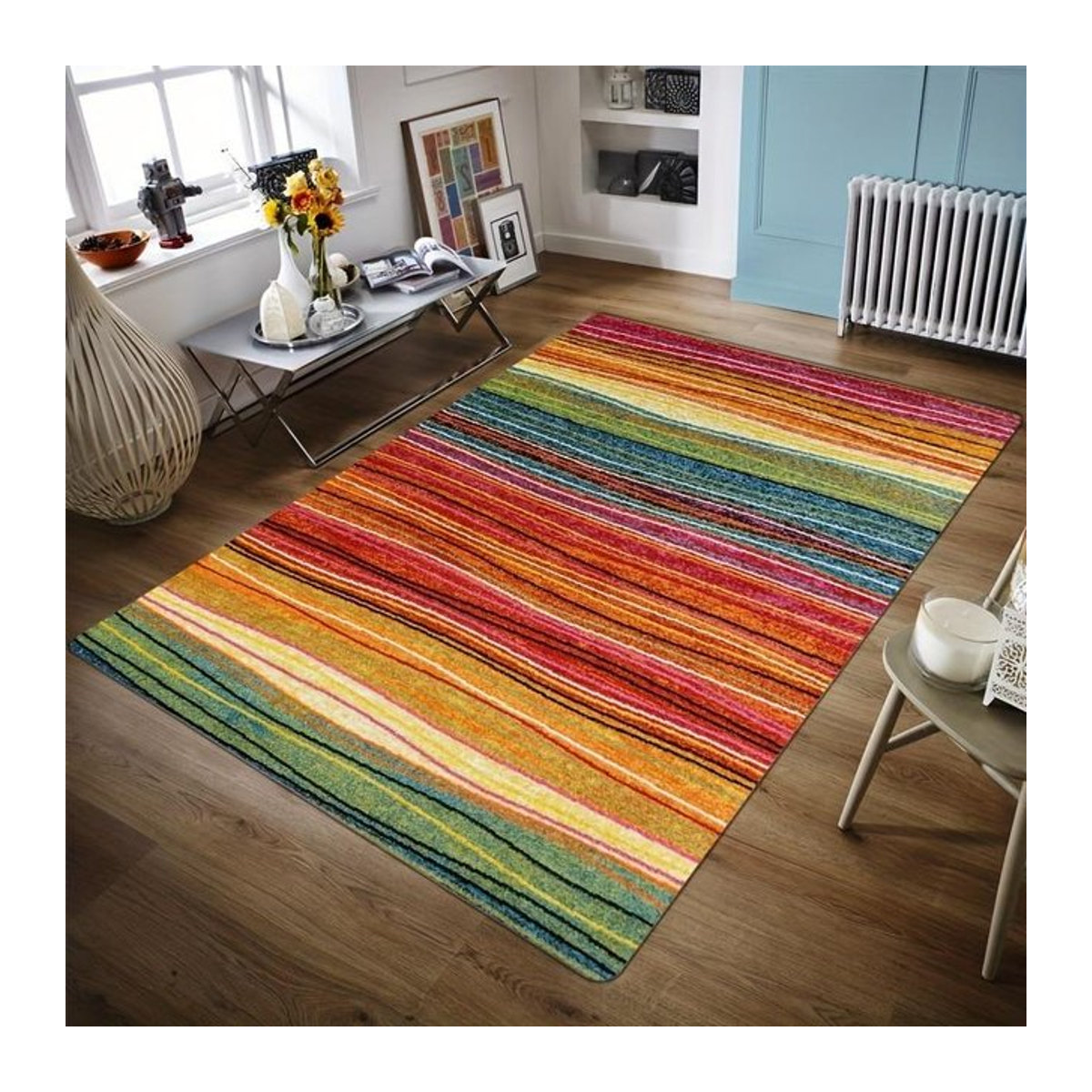 Rutschfeste Bodenmatte BC-Warm Home mit bunten Streifen aus Polyester, wasserdichter Teppich für Wohnzimmer, Schlafzimmer, Küche oder Outdoor, B/B: 50 x 80 cm - Bild 1