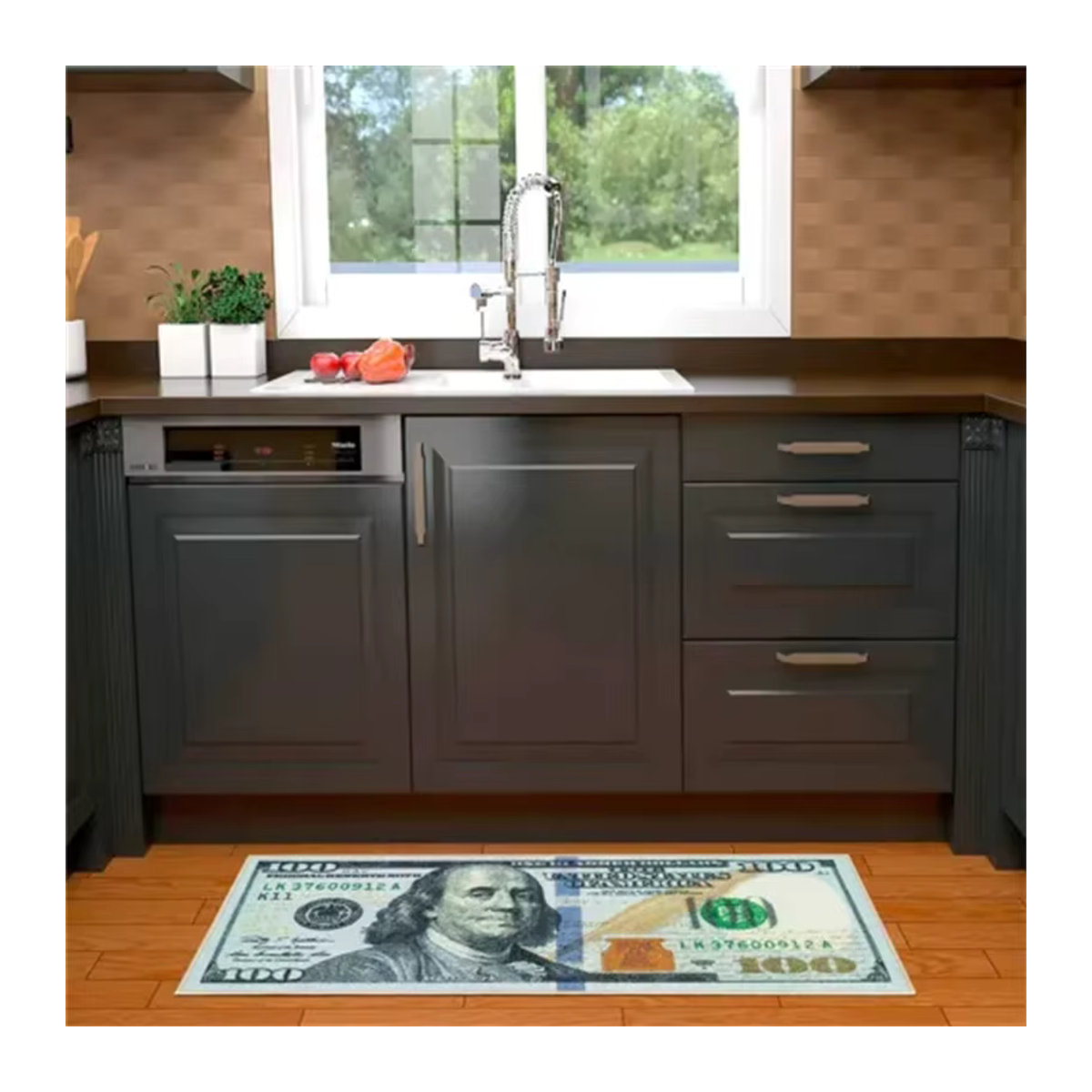 Rutschfeste Bodenmatte mit 100-Dollar-Rechnung Design für Küche, Flur und Badezimmer - Bild 2