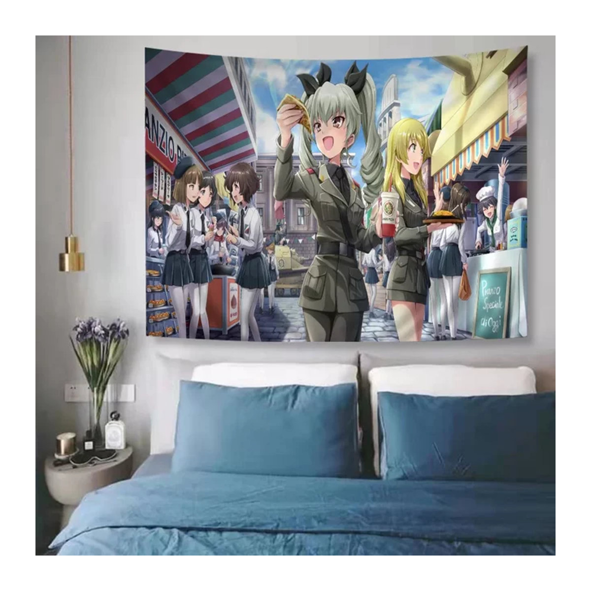 Rutschfeste Bodenmatte mit Mädchen und Panzer Motiv für Wohnzimmer, Kinderzimmer oder Waschküche - Bild 1