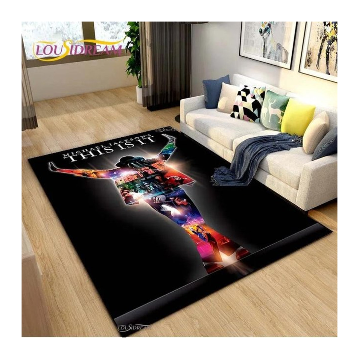 Rutschfeste Bodenmatte mit Michael Jackson Motiv für Wohnzimmer, Küche und Außenbereich, B/T: 60 x 40 cm - Bild 1