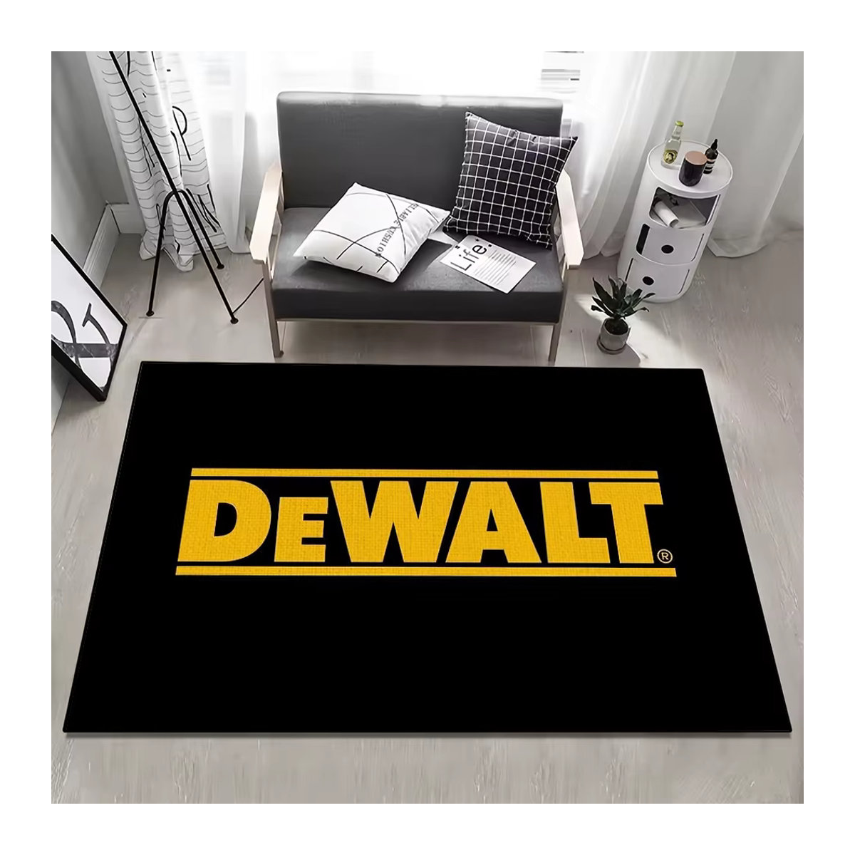 Rutschfeste D-Dewalts Fußmatte Willkommen in Schwarz für Eingang, Balkon, Badezimmer oder Schlafzimmer - Bild 3