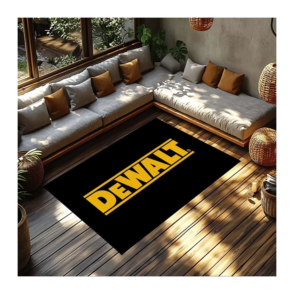 Rutschfeste D-Dewalts Fußmatte Willkommen in Schwarz für Eingang, Balkon, Badezimmer oder Schlafzimmer - Bild 4