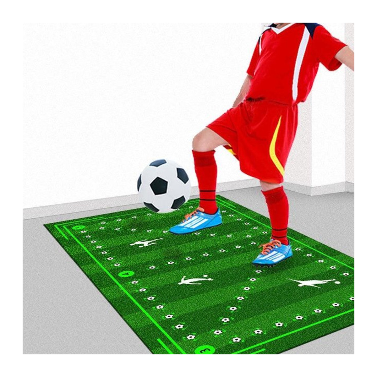 Rutschfeste Fußball-Bodenmatte mit Kindermotiv für das Wohnzimmer, B/B: 80 x 120 cm - Bild 1