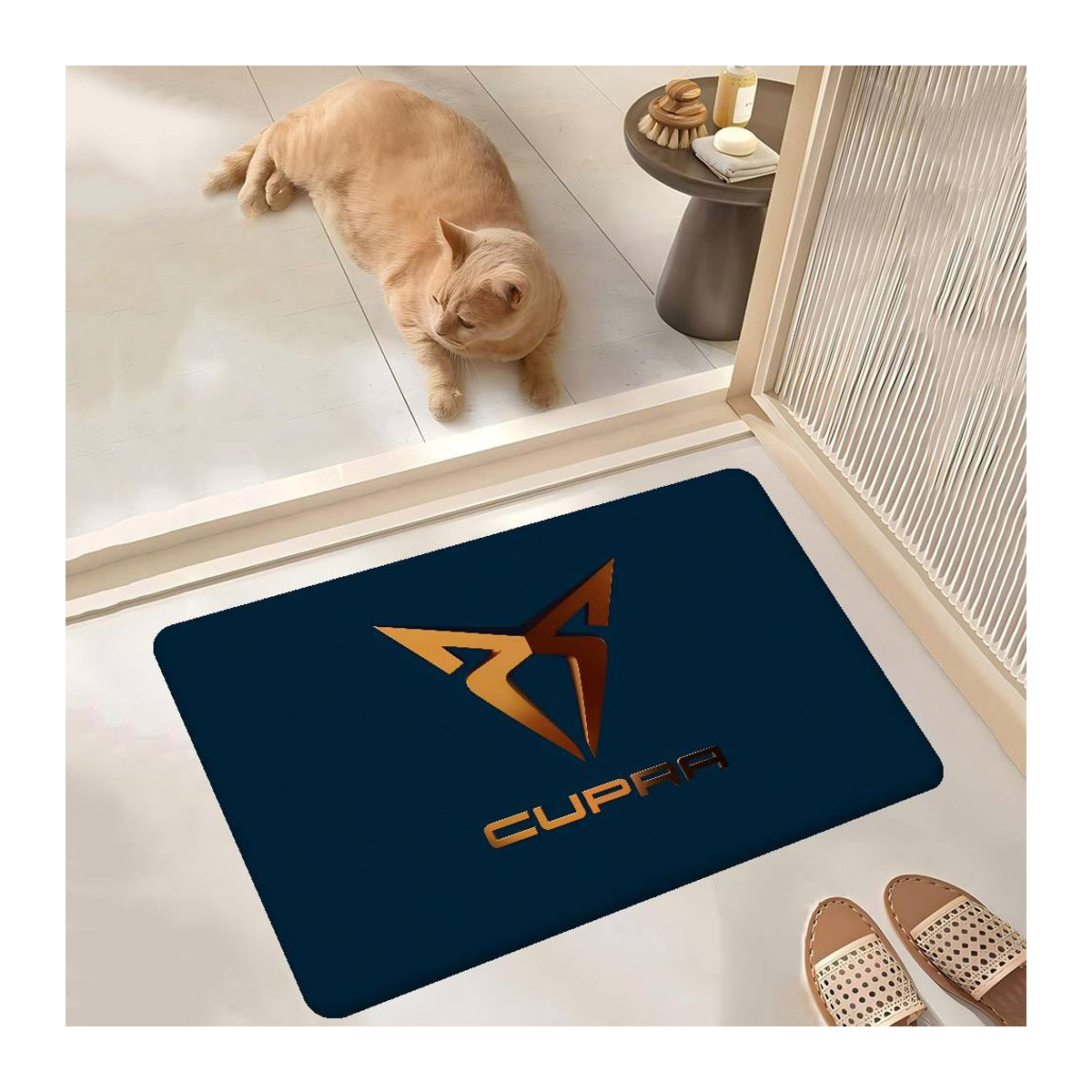 Rutschfeste Fußmatte DIE C-cupra LOGOS im Retro-Modern-Design für Wohnzimmer und Küche, B/T: 60 x 40 cm - Bild 1