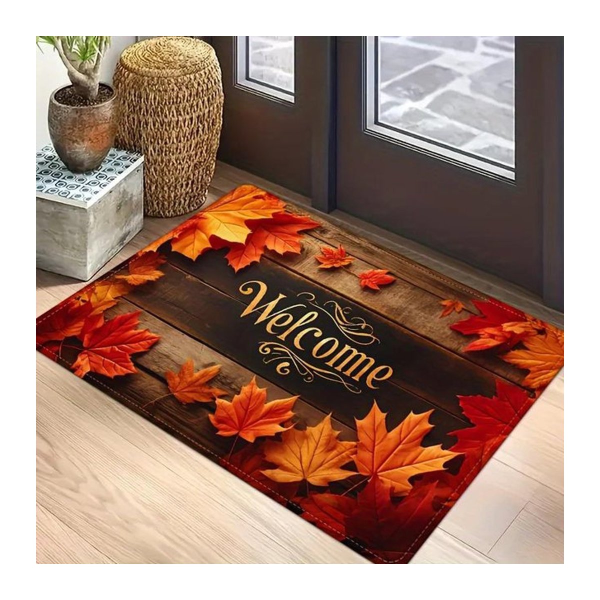 Rutschfeste Fußmatte mit Herbst-Ahornblatt-Design für Wohnzimmer, Küche oder Balkon, B/B: 80 x 50 cm - Bild 1