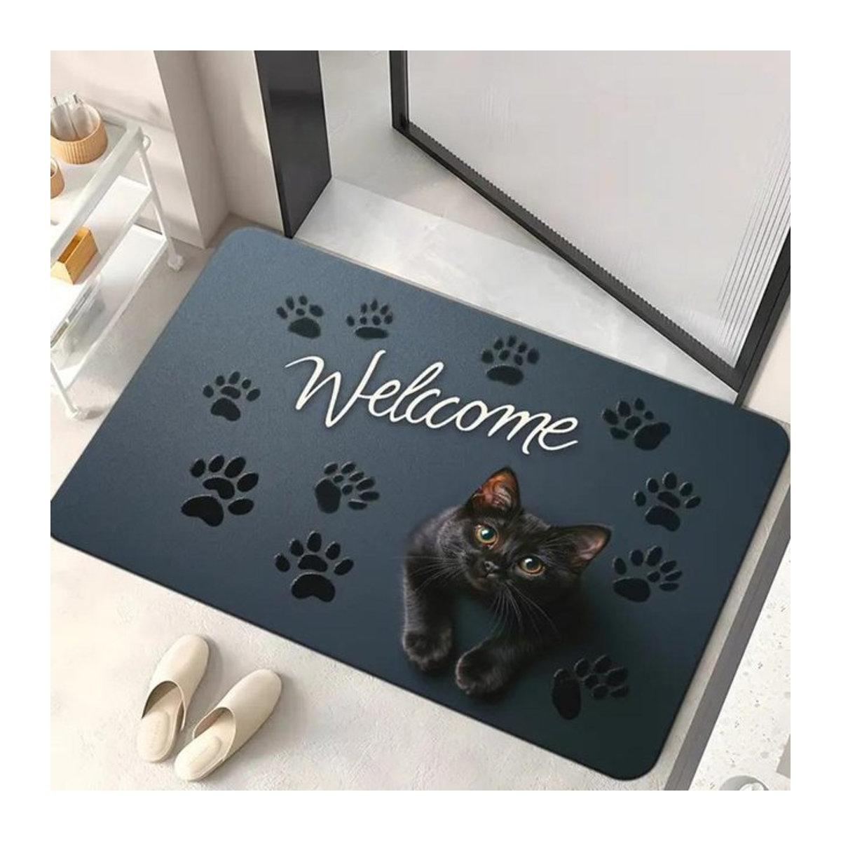 Rutschfeste Fußmatte mit Hundepfotenabdruckmuster für Eingang, Wohnzimmer oder Schlafzimmer, Maschinenwaschbarer Druckteppich, B/T: 50 x 30 cm - Bild 1