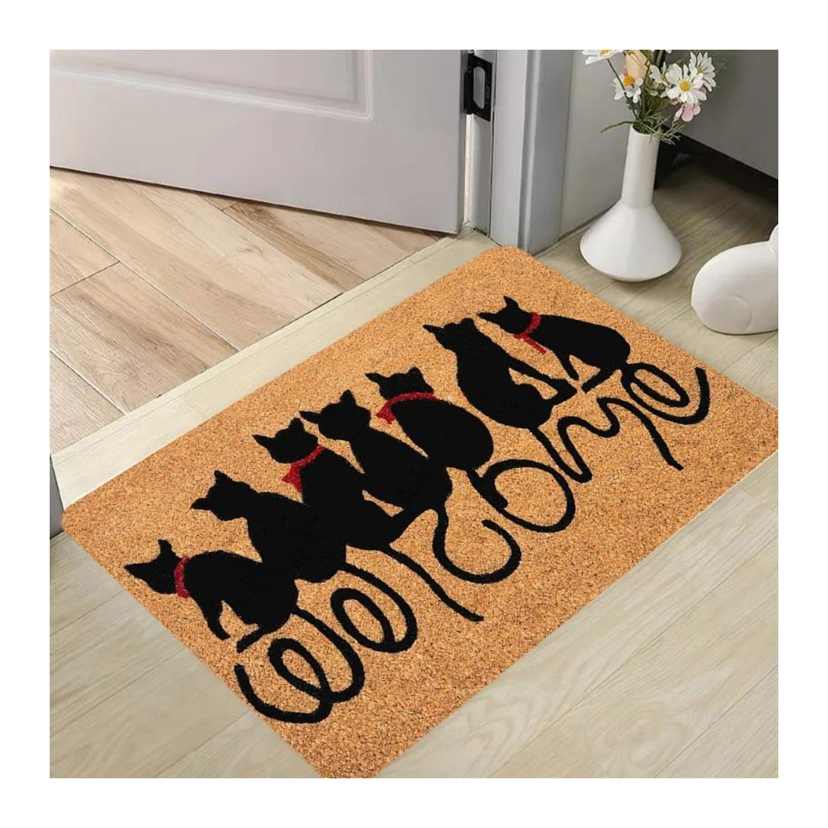 Rutschfeste Fußmatte mit Katzenpfote und Willkommen-Schriftzug für Innen und Außen, B/T: 50 x 30 cm - Bild 1