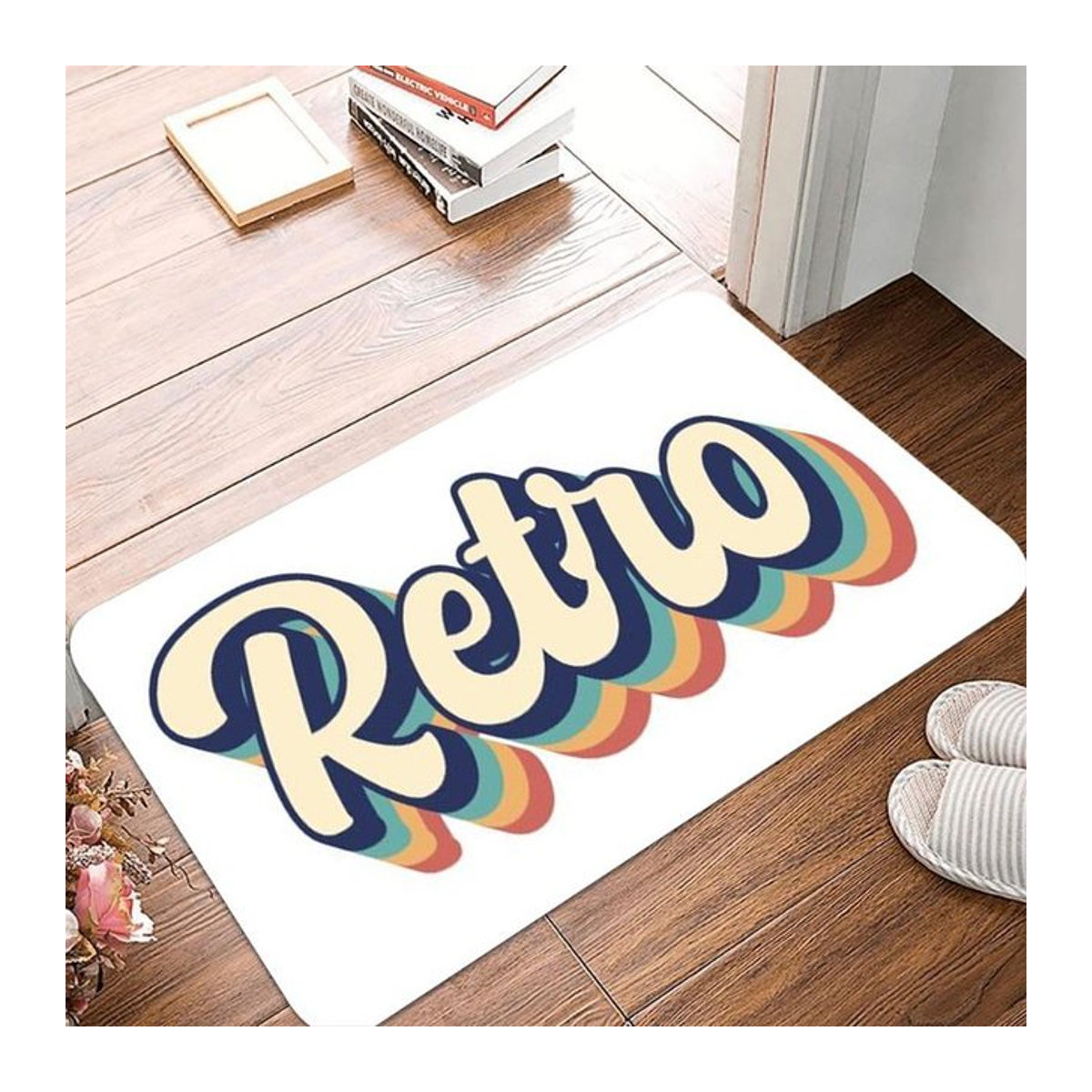 Rutschfeste kleine Teppichmatte mit Buchstabendruck in Multicolor, wasserdicht und leicht zu reinigen für Innen- und Außenbereich, B/T: 50 x 30 cm - Bild 1
