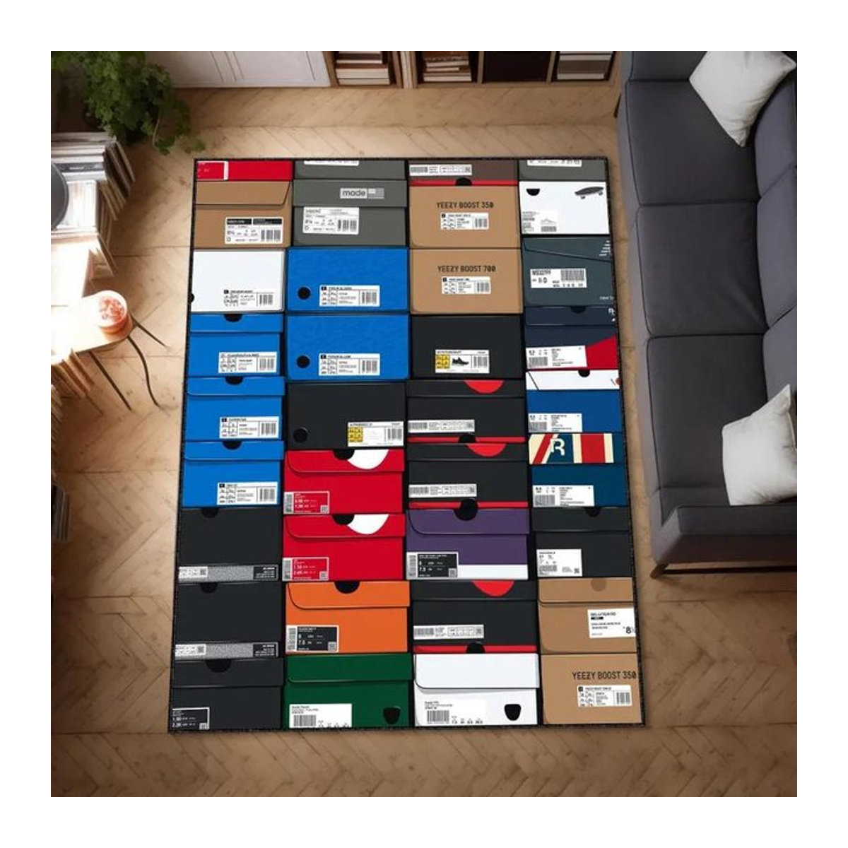 Rutschfeste Sneaker Box Teppichmatte in Multicolor für Wohnzimmer und Schlafzimmer, B/T: 60 x 40 cm - Bild 1