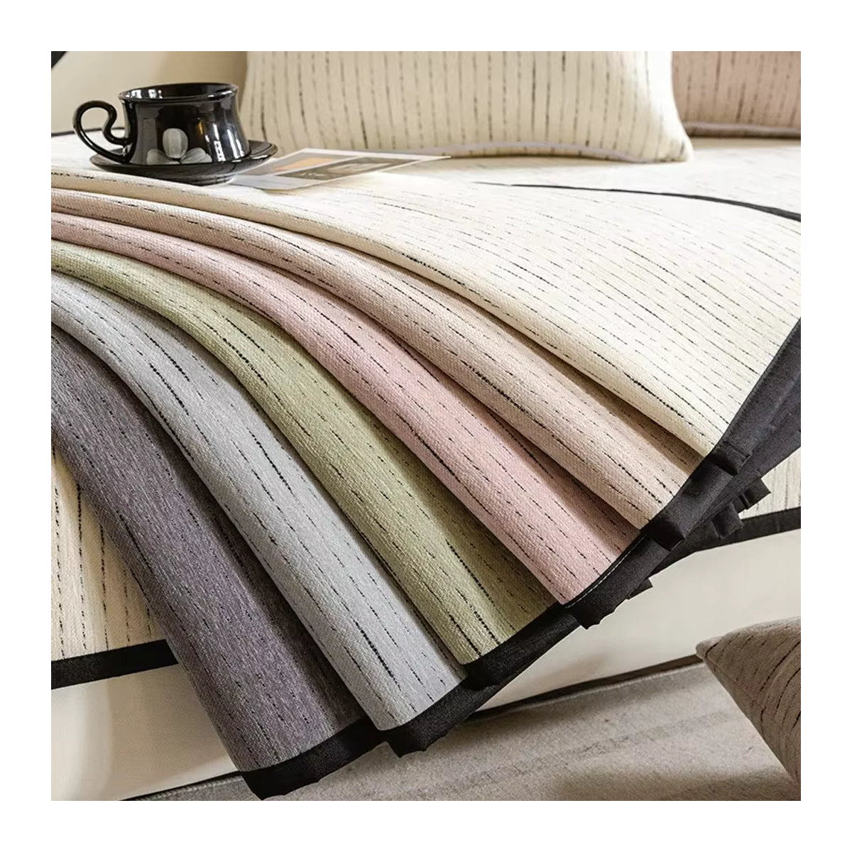 Rutschfeste Sofa-Schutzabdeckung aus Chenille in Weiß oder Creme für Sofa-Rückenlehnen und Kissen, Anti-Katze Schutzbezug von Jingyan Xijie - Bild 2