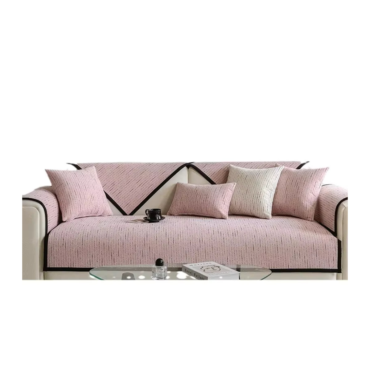Rutschfeste Sofa-Schutzabdeckung aus Chenille in Weiß oder Creme für Sofa-Rückenlehnen und Kissen, Anti-Katze Schutzbezug von Jingyan Xijie - Bild 4