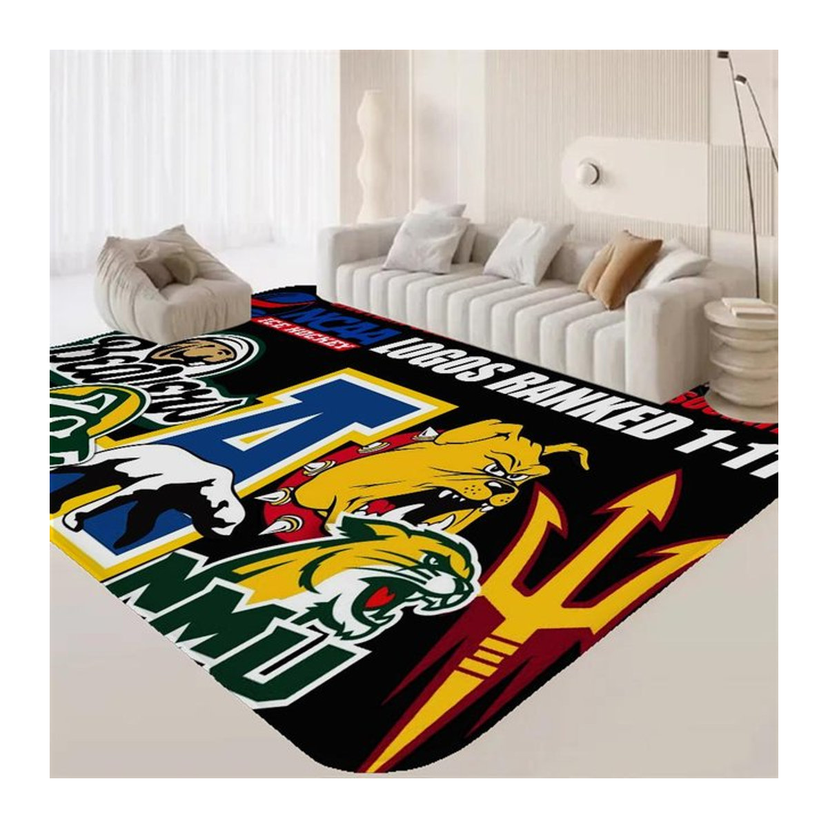 Rutschfeste Sport Eishockey Fußmatte von Karpetti, bedruckter Teppich für Wohnzimmer und Balkon, Multicolor, B: 120 cm, T: 80 cm - Bild 1