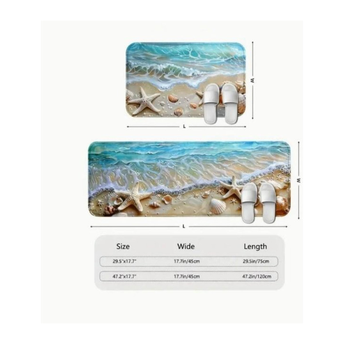 Rutschfeste Strandmatte für den Außenbereich, Wohnzimmer und Küche, B/B: 40 x 60 cm - Bild 1